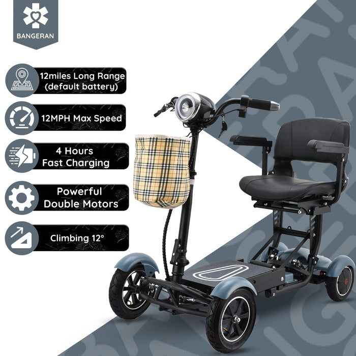Bangeran Dragon Mobile EX Folding Travel Mobility Scooter - 300 lb Capacity