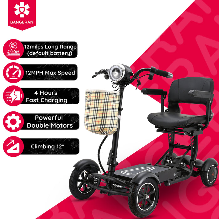 Bangeran Dragon Mobile EX Folding Travel Mobility Scooter - 300 lb Capacity