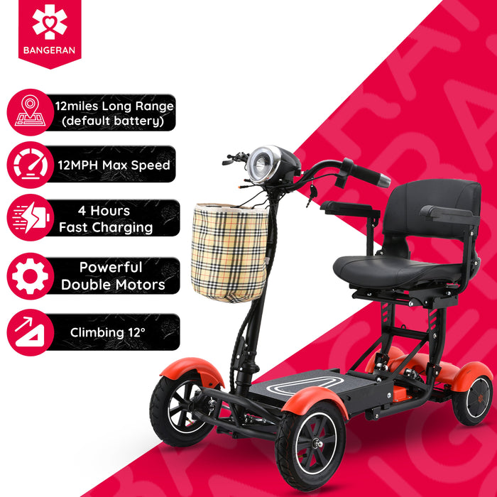 Bangeran Dragon Mobile EX Folding Travel Mobility Scooter - 300 lb Capacity