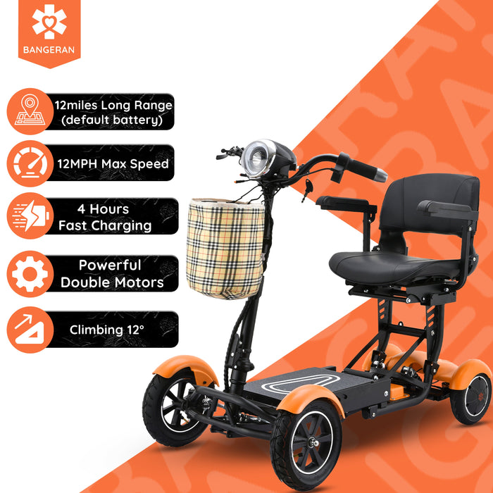 Bangeran Dragon Mobile EX Folding Travel Mobility Scooter - 300 lb Capacity