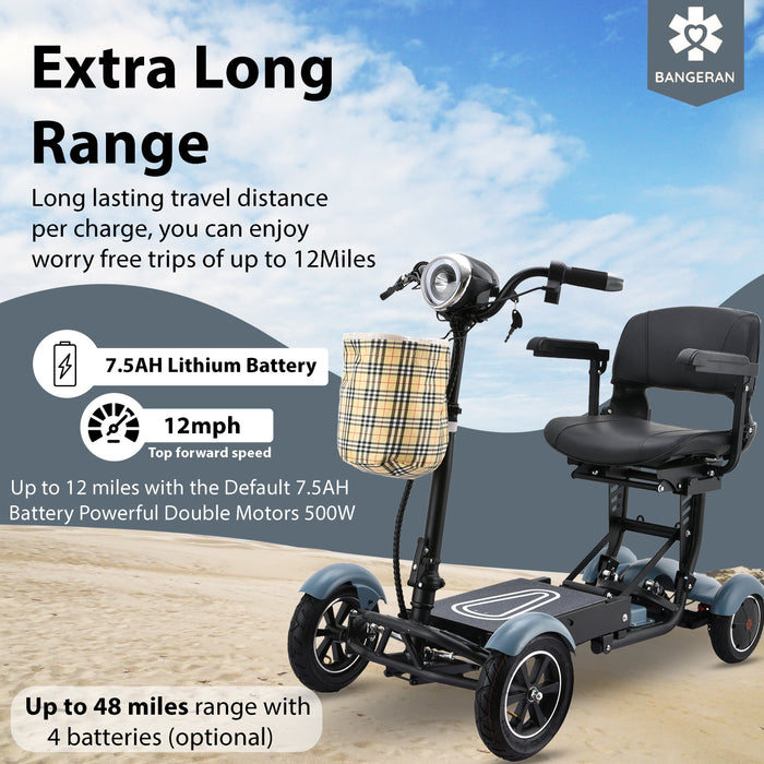 Bangeran Dragon Mobile EX Folding Travel Mobility Scooter - 300 lb Capacity