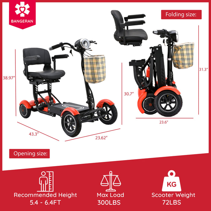 Bangeran Dragon Mobile EX Folding Travel Mobility Scooter - 300 lb Capacity