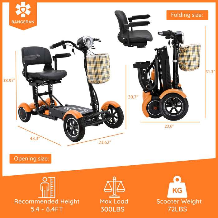 Bangeran Dragon Mobile EX Folding Travel Mobility Scooter - 300 lb Capacity