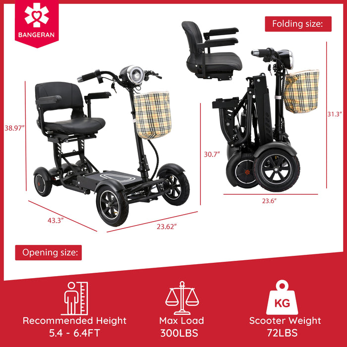 Bangeran Dragon Mobile EX Folding Travel Mobility Scooter - 300 lb Capacity