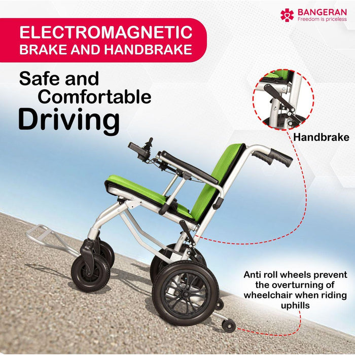 Bangeran Lite Wanderer Lightweight Folding Power Wheelchair - 31 lbs, 220 lb Capacity