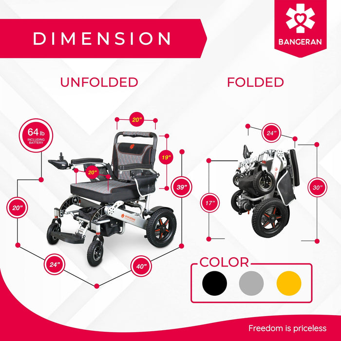 Bangeran Mammoth Ergonomic All-Terrain Folding Power Wheelchair - 300 lb Capacity